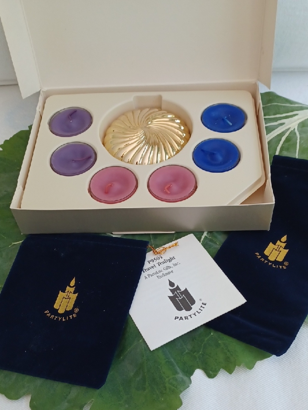 NWT Vintage PartyLite Travel Tealight Compact,  Candles, Storage Pouches